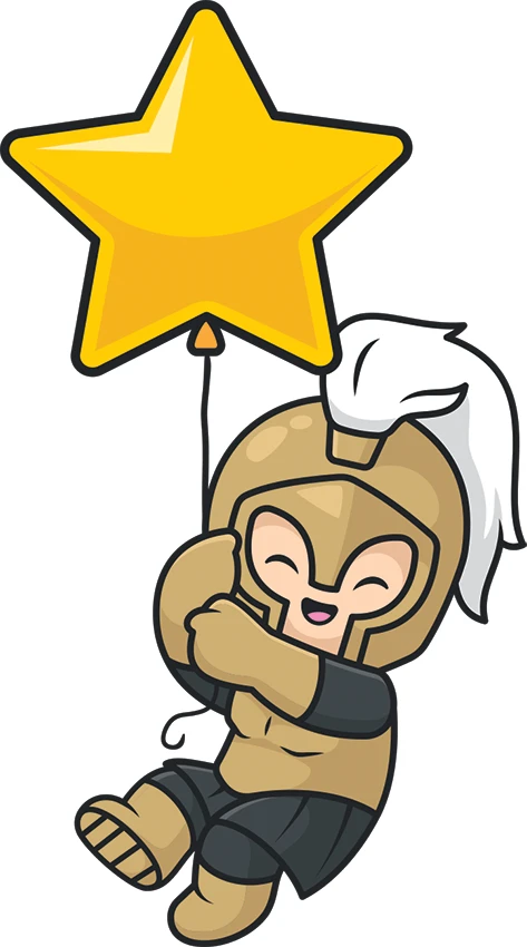 Little Warrior floating on a star.